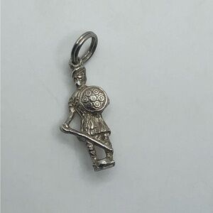Vtg Sterling Silver Roman Gladiator Charm 1.1”